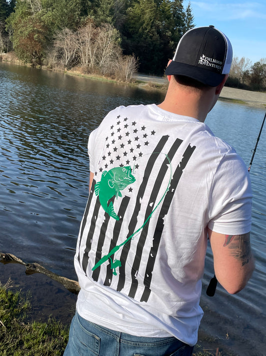 Bass Fishing American Flag T-Shirt